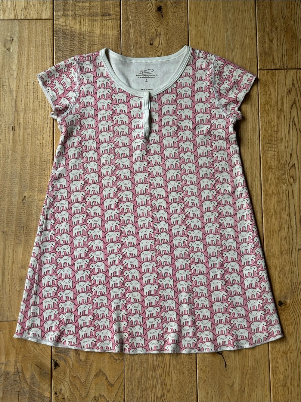 Roller Rabbit Pink Hathi Elephant Print Pajama Dress tagged size 8 best for 5/6